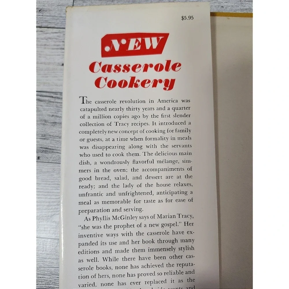 1968 Marian Tracys New Casserole Cookery Cookbook Hardcover Classic Home Cooking
